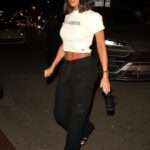 Lori Harvey in a White Top Arrives at the New Catch Steak Restaurant in West Hollywood