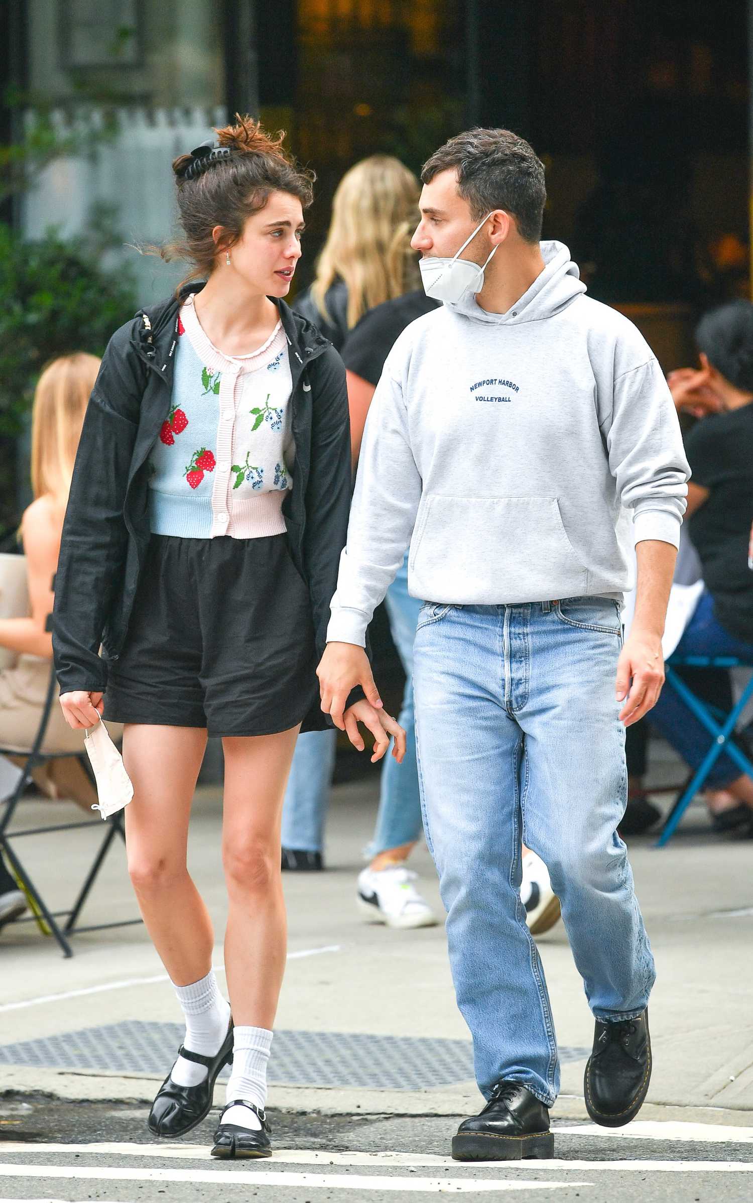 Margaret Qualley in a Black Shorts Was Seen Out with Jack Antonoff in