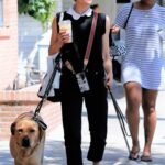 Selma Blair in a Black Outfit Steps Out for Coffee with Her Service Dogs in Studio City