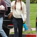 Sophie Turner in a Beige Sweatshirt Was Seen Out in Westwood