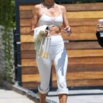 Alessandra Ambrosio in a White Top Leaves Her Pilates Class in Los Angeles