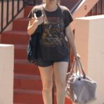 Alicia Silverstone in a Black Tee Leaves Her orkout Class in Los Angeles
