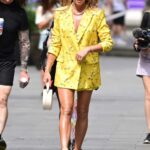 Amanda Holden in a Yellow Blazer Leaves the Global Radio in London