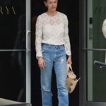 Amber Valletta in a White Blouse Heads to the to the Surya Spa in Los Angeles