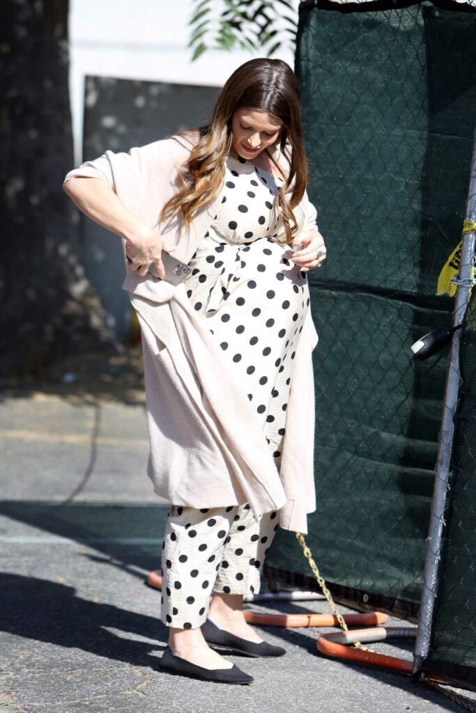 Ashley Greene in a White Polka Dot Pants