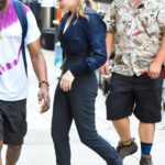 Chloe Moretz in a Blue Adidas Flip-Flops Was Seen Out in Manhattan in New York City