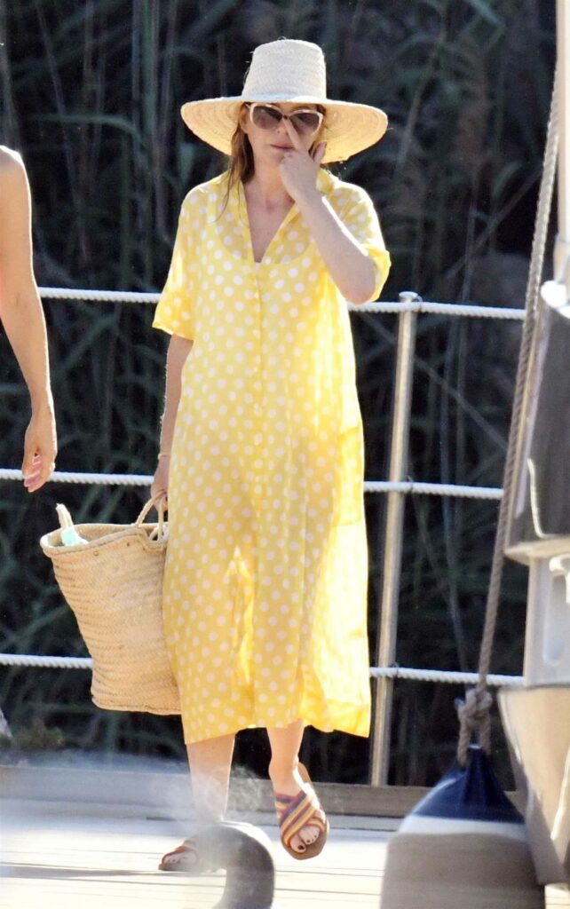 Ellen Pompeo in a Yellow Polka Dot Dress