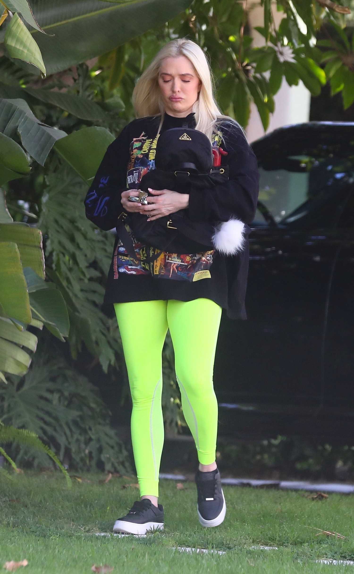 Erika Jayne in a Neon Green Leggings Was Seen Out in Los Angeles