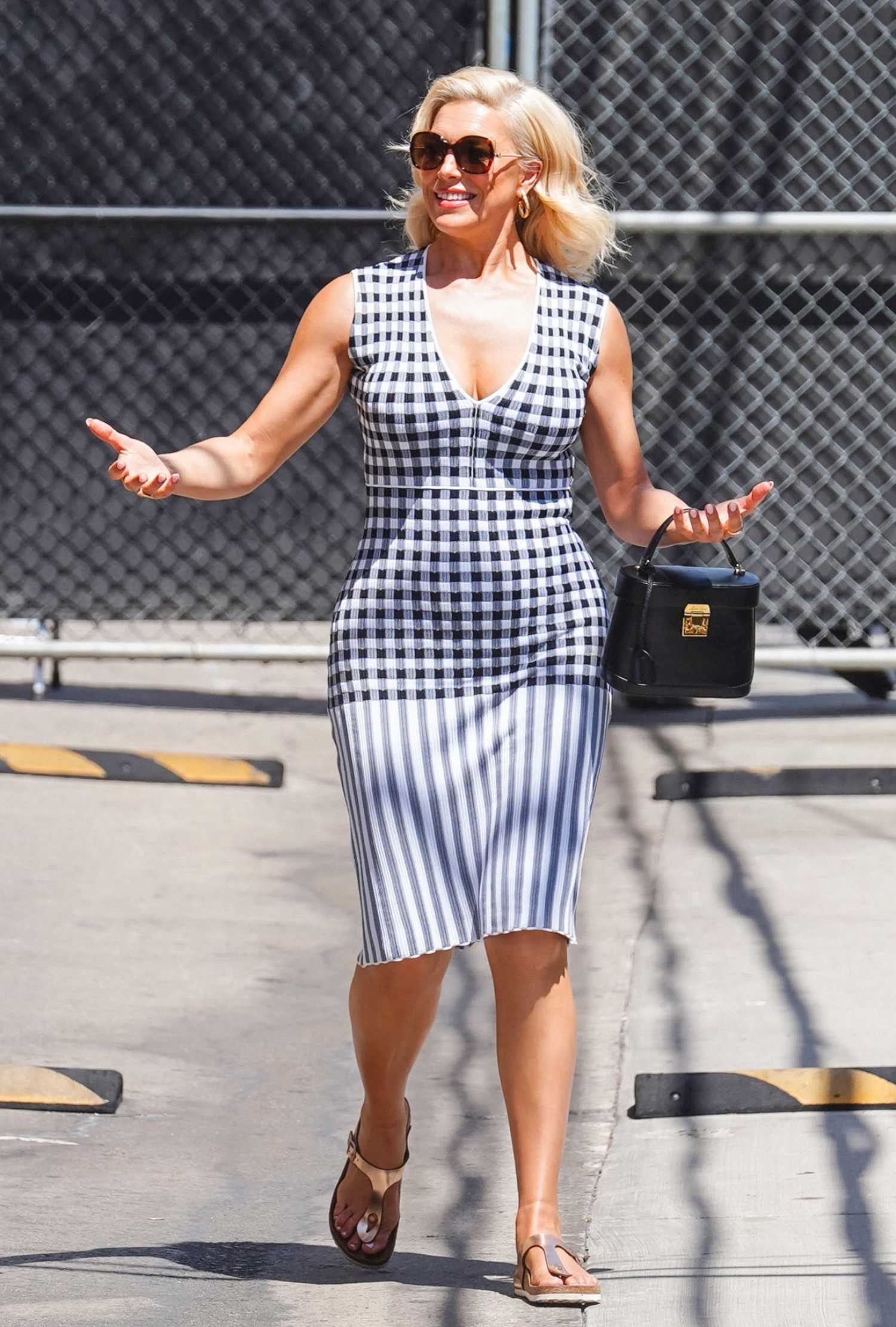 Hannah Waddingham in a Checked Dress Arrives at Jimmy Kimmel Live Show ...