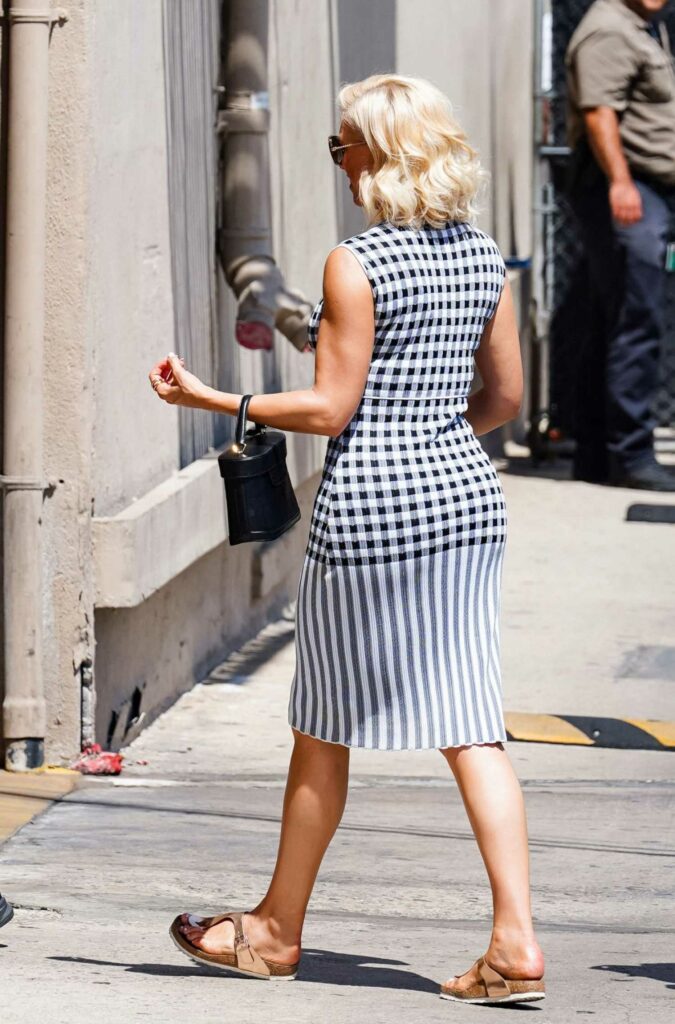 Hannah Waddingham in a Checked Dress