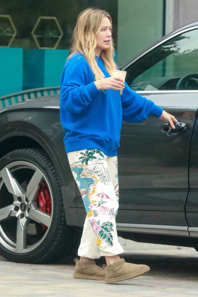 Hilary Duff in a Blue Sweatshirt