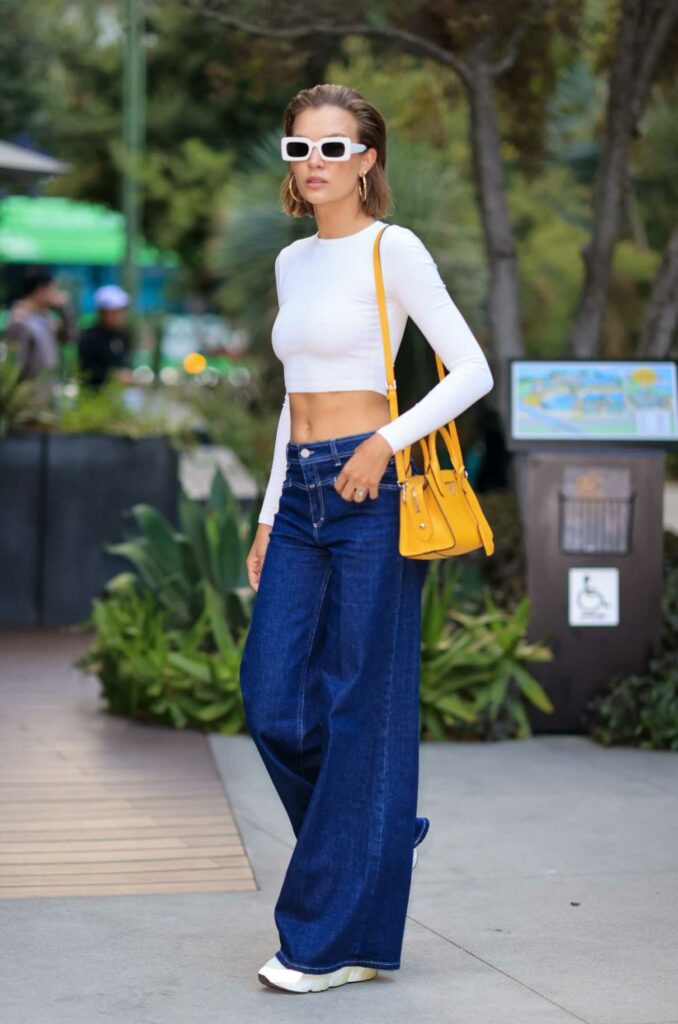 Josephine Skriver in a White Cropped Top