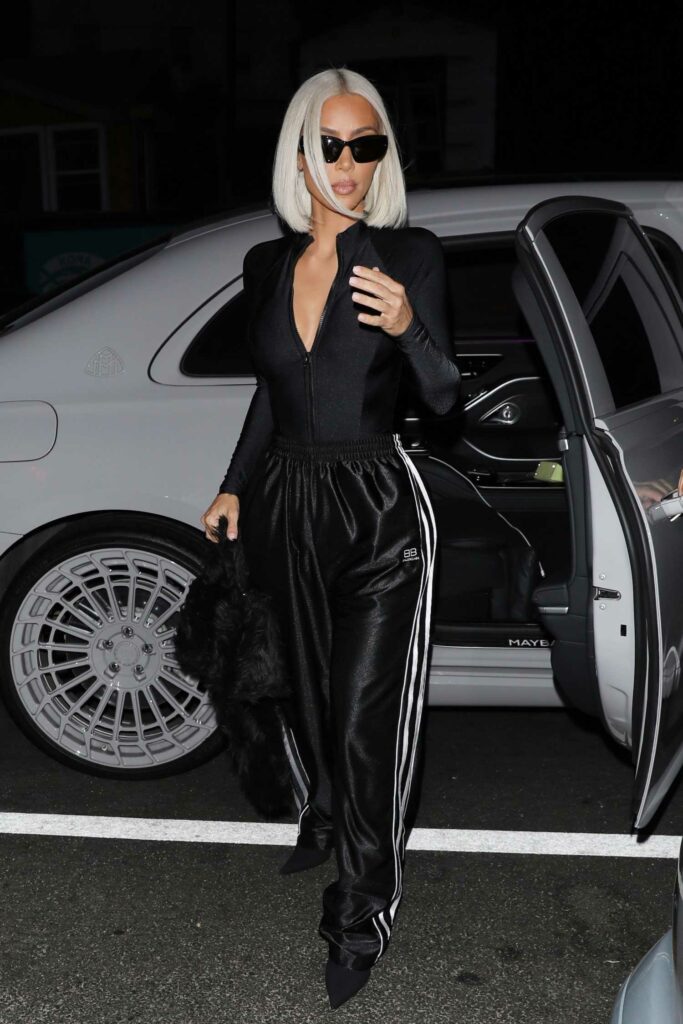 Kim Kardashian in a Black Track Pants