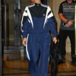 Kim Kardashian in a Blue Tracksuit Leaves The Ritz-Carlton Hotel in New York