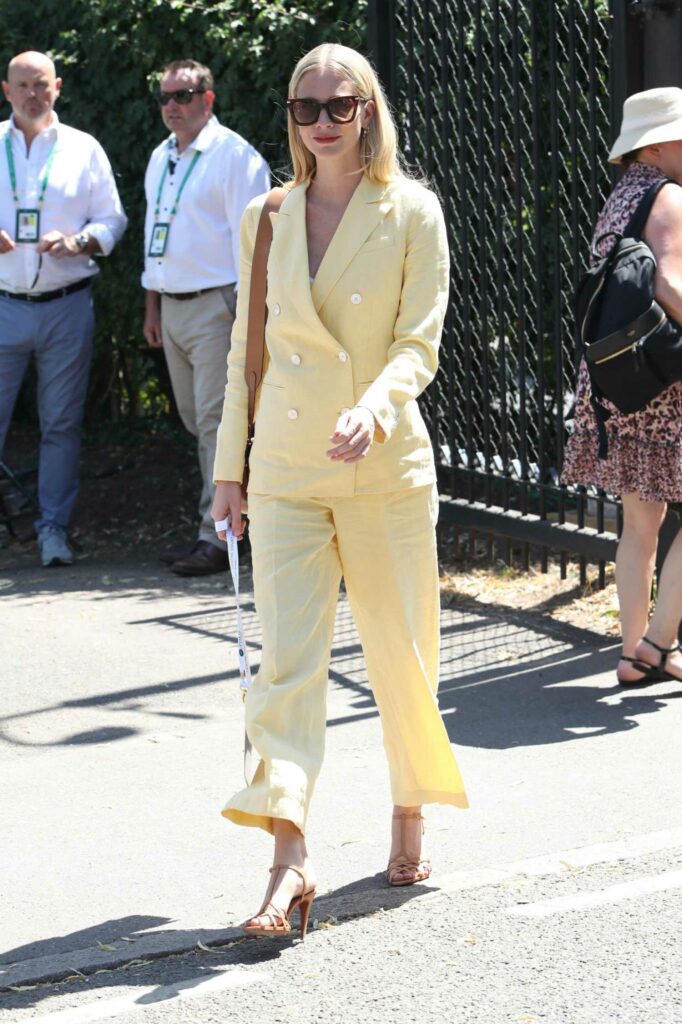 Poppy Delevingne in a Yellow Pantsuit