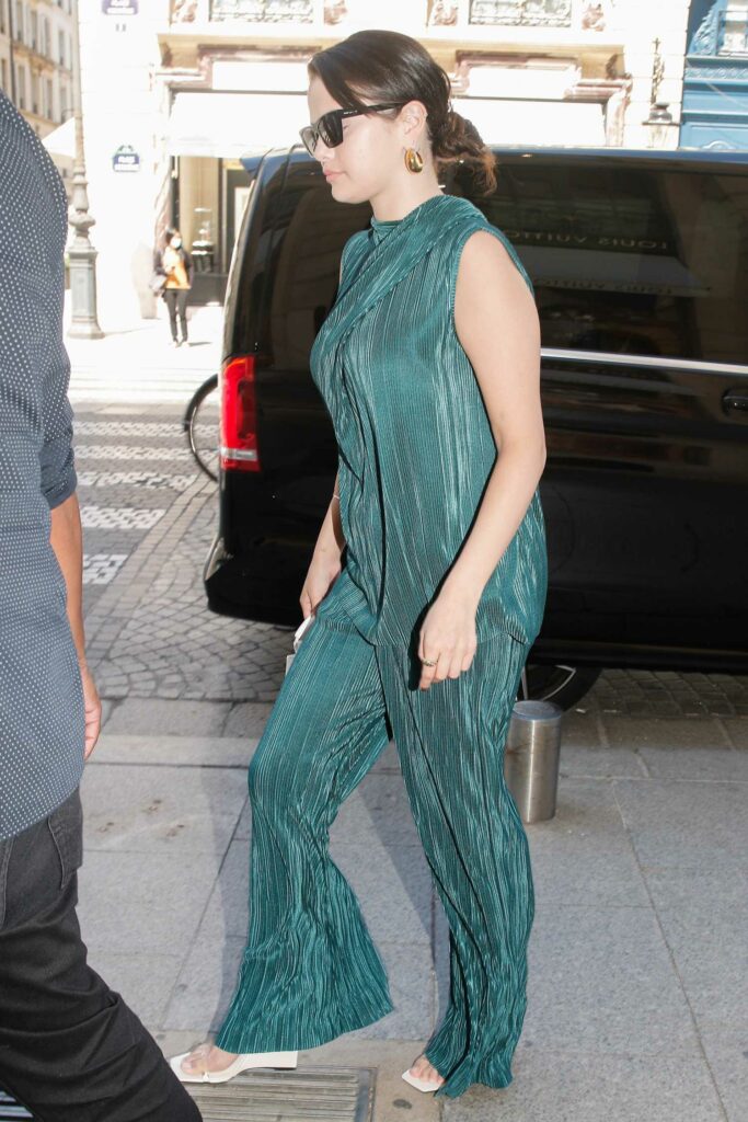 Selena Gomez in a Turquoise Pantsuit