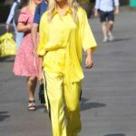 Ashley Roberts in a Yellow Pantsuit Leaves the Heart Radio in London