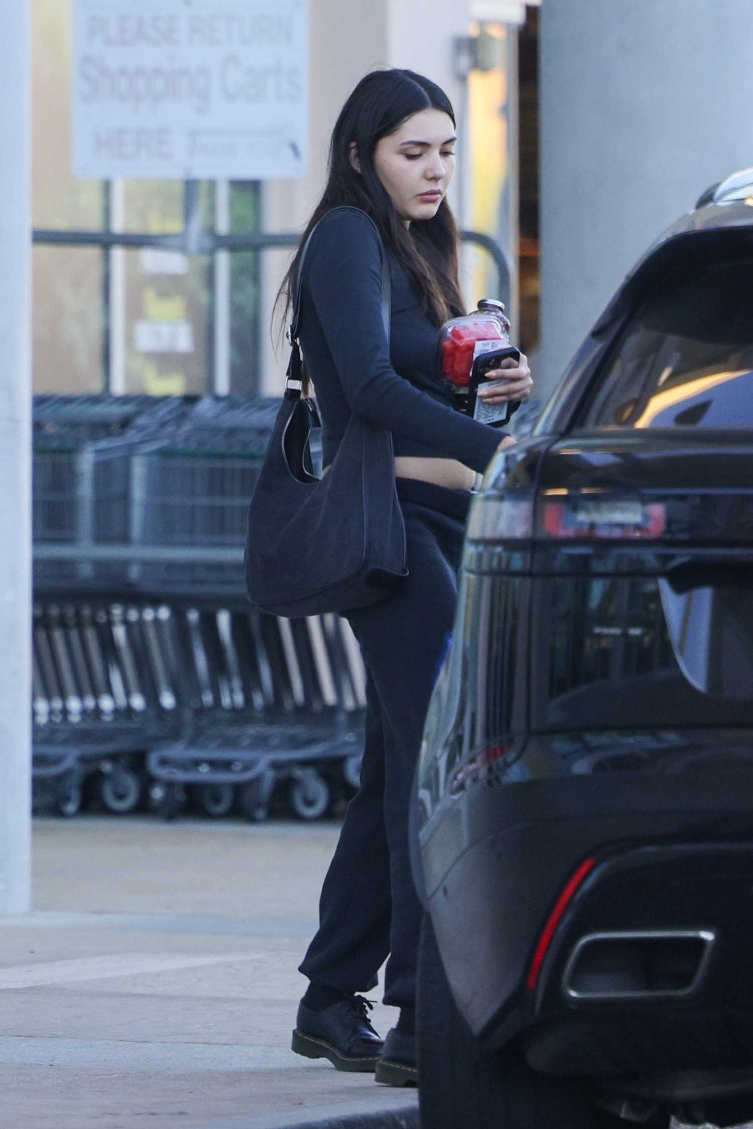 Atiana De La Hoya in a Black Sweatsuit Goes Grocery Shopping at Erewhon