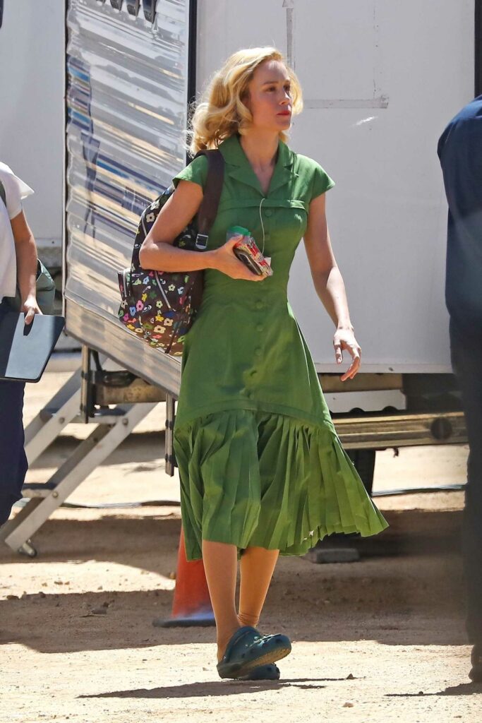 Brie Larson in a Green Dress