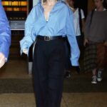 Ellie Goulding in a Blue Shirt Leaves CBS This Morning in New York