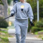 Erika Jayne in a Grey Sweatsuit Walks Her Dog in Los Angeles
