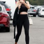 Heather Rae Young in a Black Workout Ensemble Leaves Her Pilates Class in Newport Beach