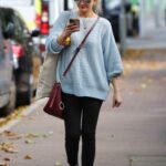 Laura Whitmore in a Blue Sweater Was Seen Out in London