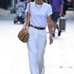 Myleene Klass in a White Tee Arrives at Smooth FM Radio Station at Global House in Central London