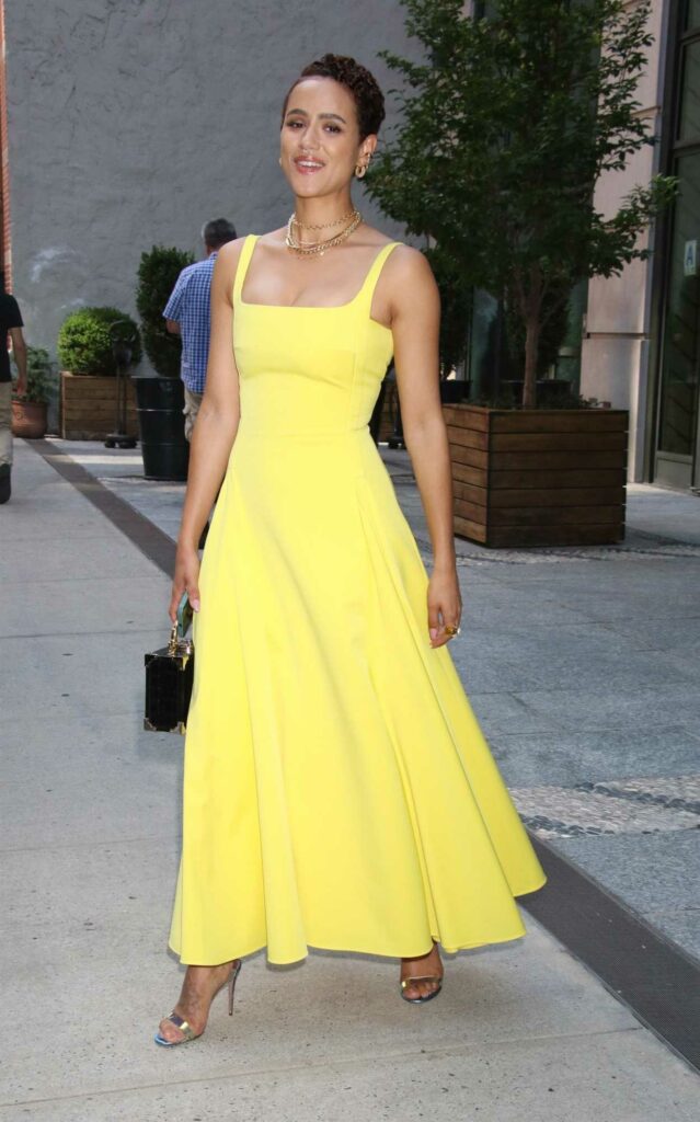 Nathalie Emmanuel in a Yellow Dress