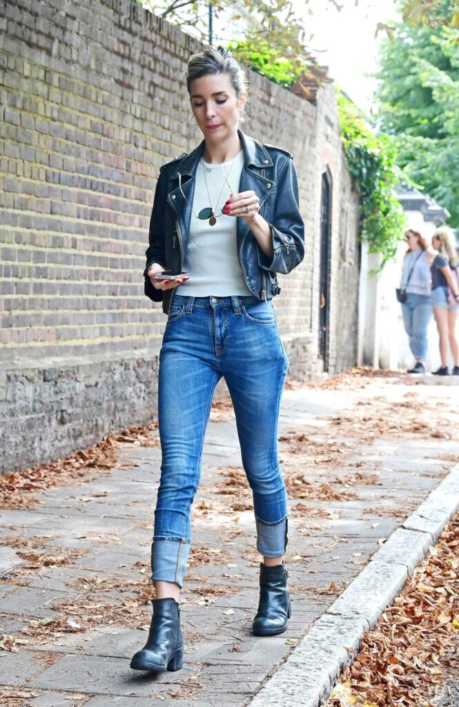 Nettie Wakefield in a Black Leather Jacket