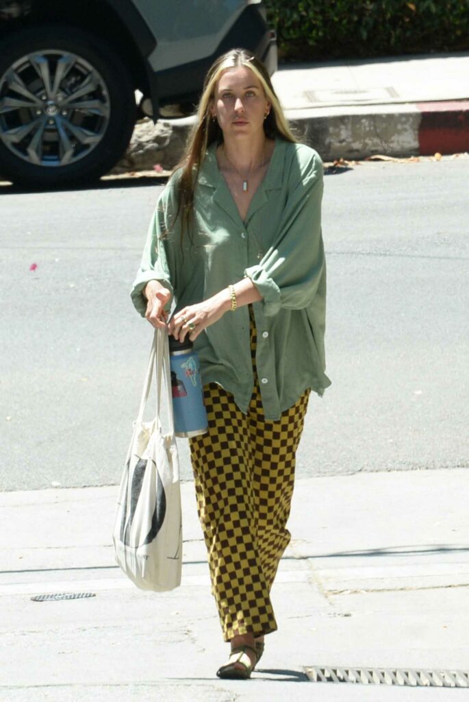 Scout Willis in a Yellow Checked Pants