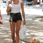 Thylane Blondeau in a White Tank Top Was Seen Out with Ben Attal in Saint Tropez