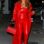 Yris Palmer in a Red Ensemble Arrives at Craig’s Restaurant in Los Angeles