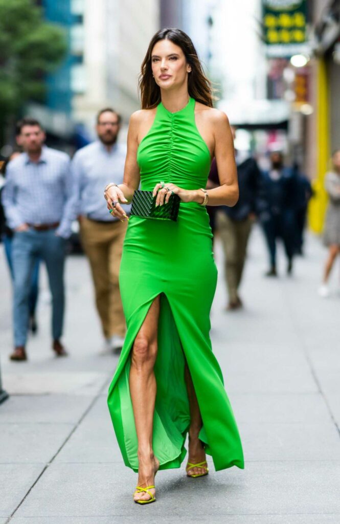 Alessandra Ambrosio in a Neon Green Dress