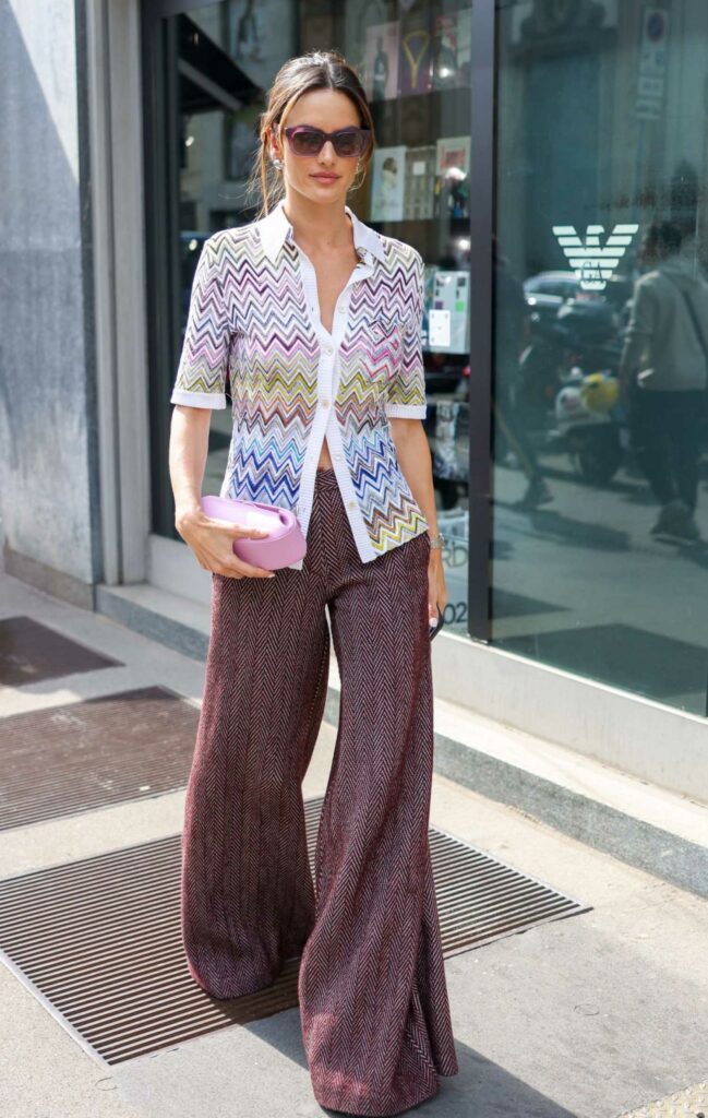 Alessandra Ambrosio in a Patterned Blouse