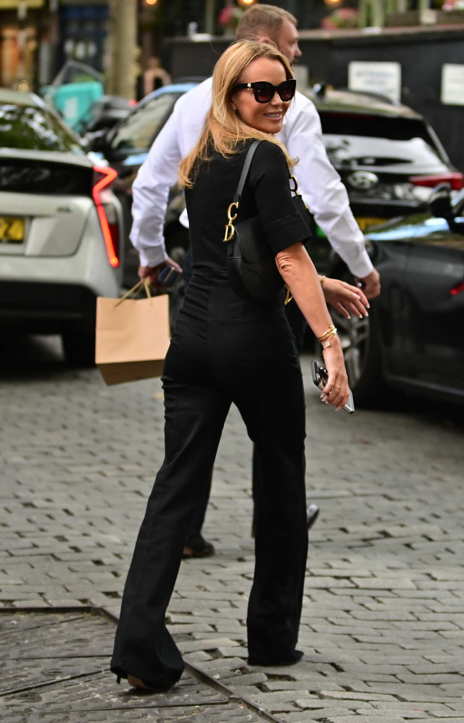 Amanda Holden In A Black Jumpsuit Leaves The Heart Fm Radio Station At Global House In Central