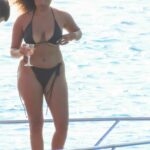 Amber Rose Gill in a Black Bikini on the Yacht on Island Mykonos