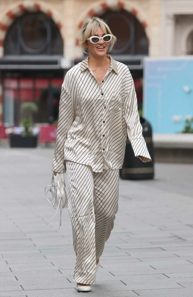 Ashley Roberts in a Striped Trouser Set