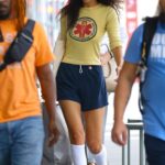 Bella Hadid in a Blue Shorts Makes Her Way Back to Herapartment in New York City