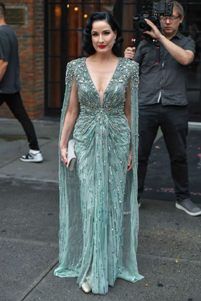 Dita Von Teese in a Turquoise Dress