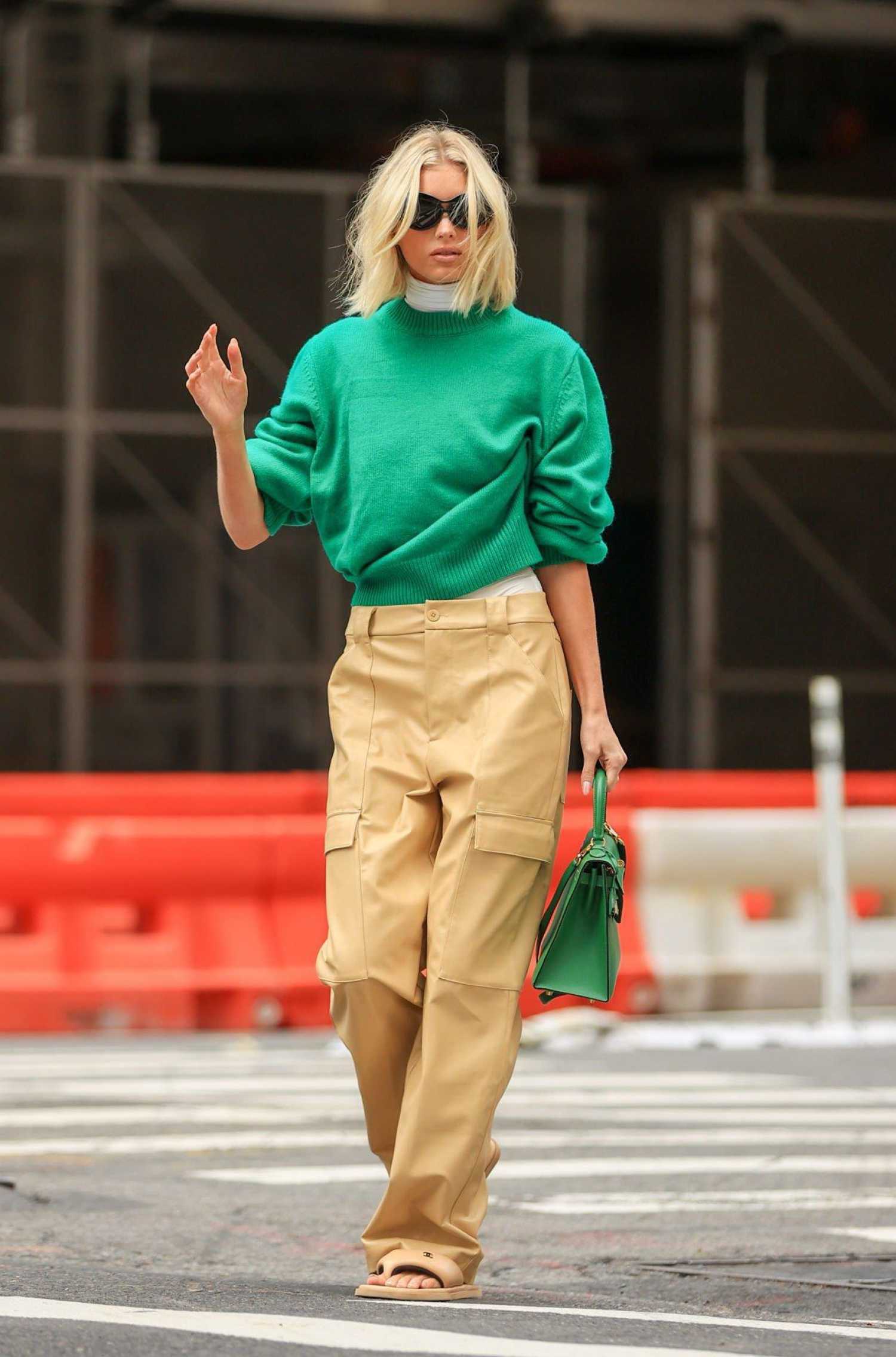 Elsa Hosk in a Green Sweater Was Seen Out in New York City – Celeb Donut