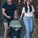 Freida Pinto in a Blue Jeans Was Seen Out with Her Husband Cory Tran and their Baby Son Rumi-Ray in Los Feliz