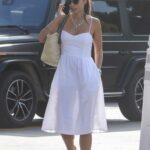 Jordana Brewster in a White Summer Dress Was Seen Ou in Brentwood