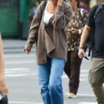 Katie Holmes in a Brown Cardigan Was Seen Out in Manhattan in NYC