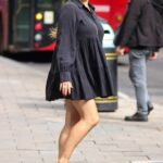 Kelly Brook in a Black Short Dress Exits the Heart Radio in London