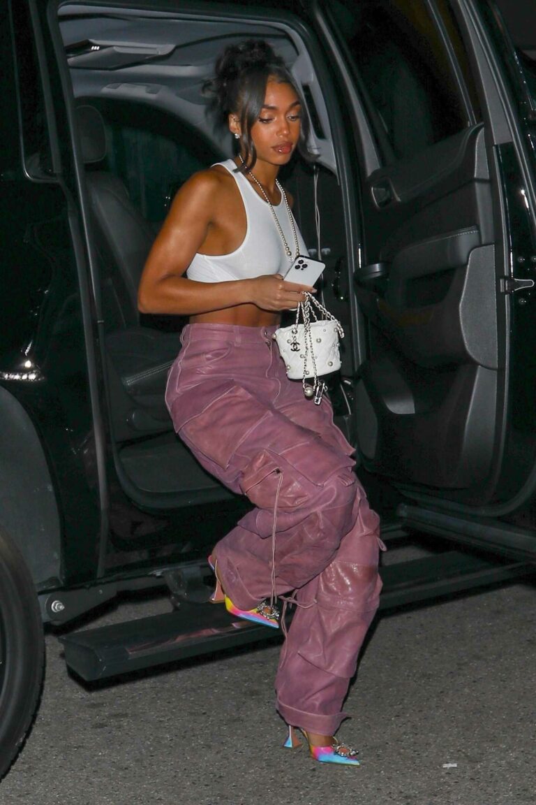 Lori Harvey in a White Tank Top Arrives at Nobu Restaurant in Malibu