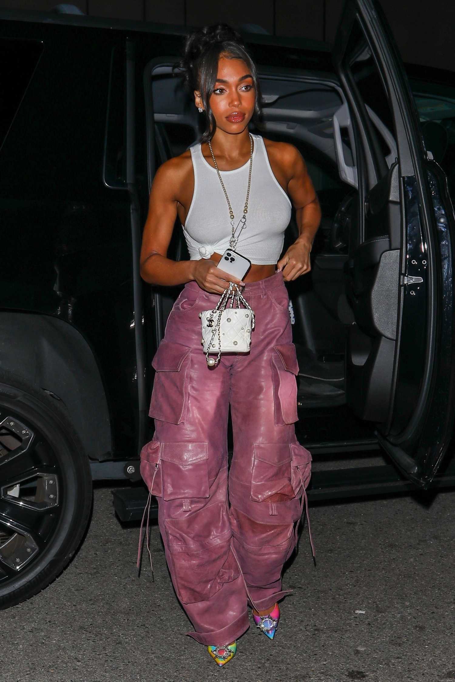 Lori Harvey in a White Tank Top Arrives at Nobu Restaurant in Malibu