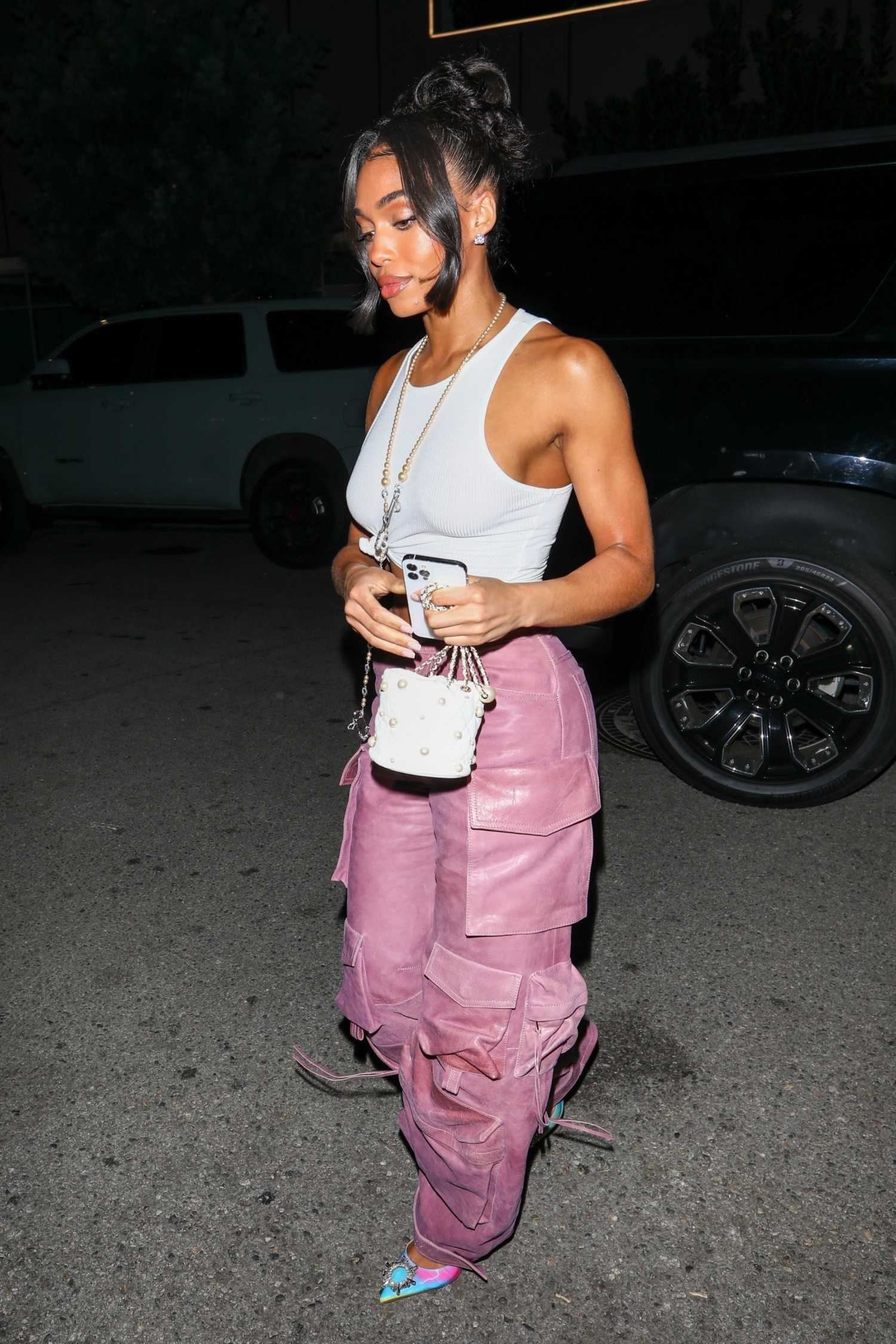 Lori Harvey in a White Tank Top Arrives at Nobu Restaurant in Malibu