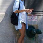 Zoe Kravitz in a Blue Oversized Shirt Was Seen Out in Manhattan’s Upper West Side in NYC