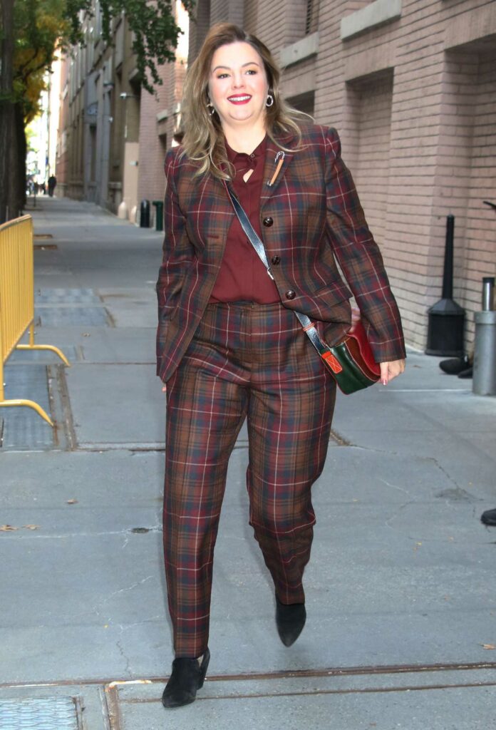 Amber Tamblyn in a Plaid Pantsuit